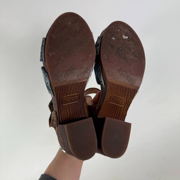 Korks Natalia Platform Sandals Women's 8 Blue White Denim Knot Tie dye Buckle - Picture 8 of 9